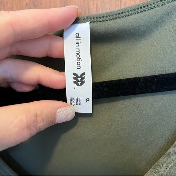 All In Motion Flex Shirred Cropped Long Sleeve Workout Athleisure XL Olive - Picture 2 of 4